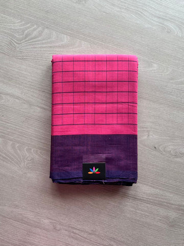 Checked Handwoven Cotton Saree -8161