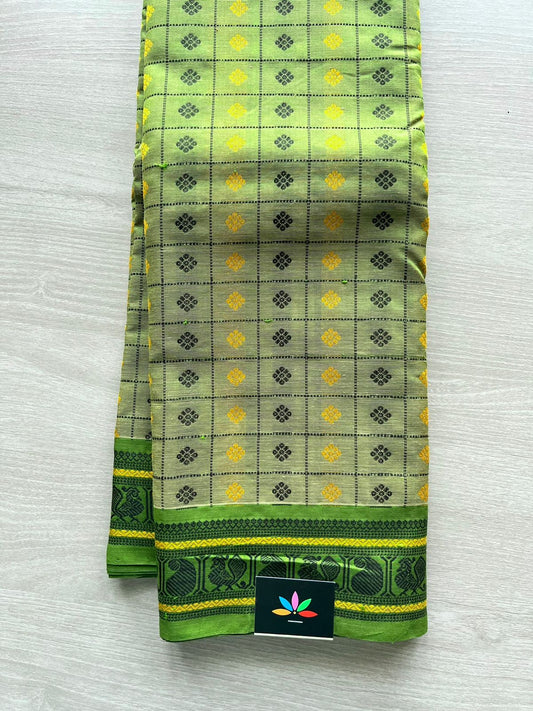 Handwoven 1000 Butta Kanchi Silk Cotton Saree (Green) -819_S