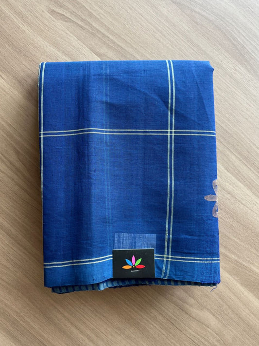 Handwoven Zari Jamdani Big Checks Cotton Saree -9472