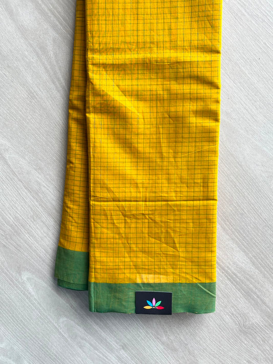 Checked Handloom Cotton Saree (Without Blouse) - 33928