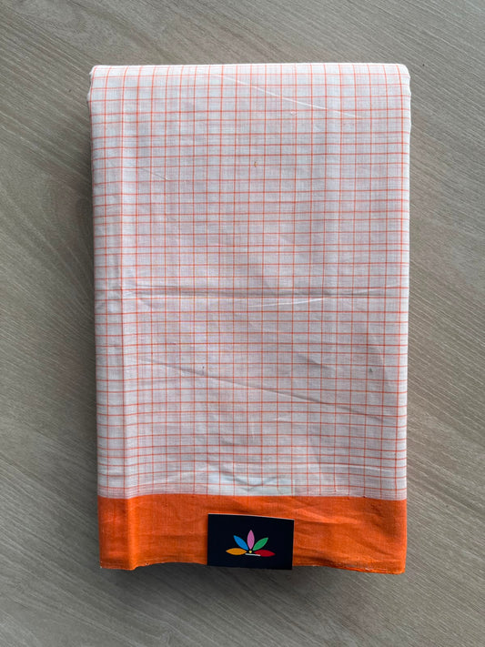 Checked Handloom Cotton Saree (Without Blouse) - 33929