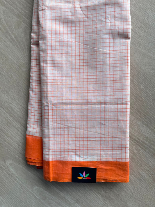 Checked Handloom Cotton Saree (Without Blouse) - 33929