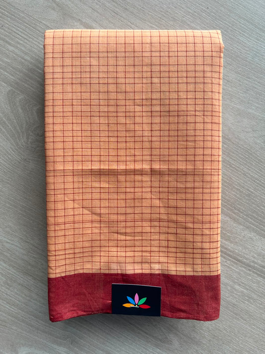 Checked Handloom Cotton Saree (Without Blouse) - 33930
