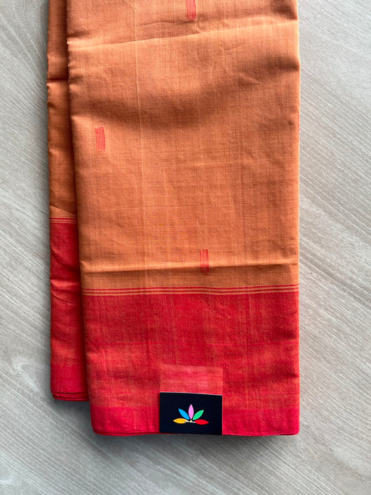 Contrast Border Handloom Cotton Saree (Without Blouse) - 33933