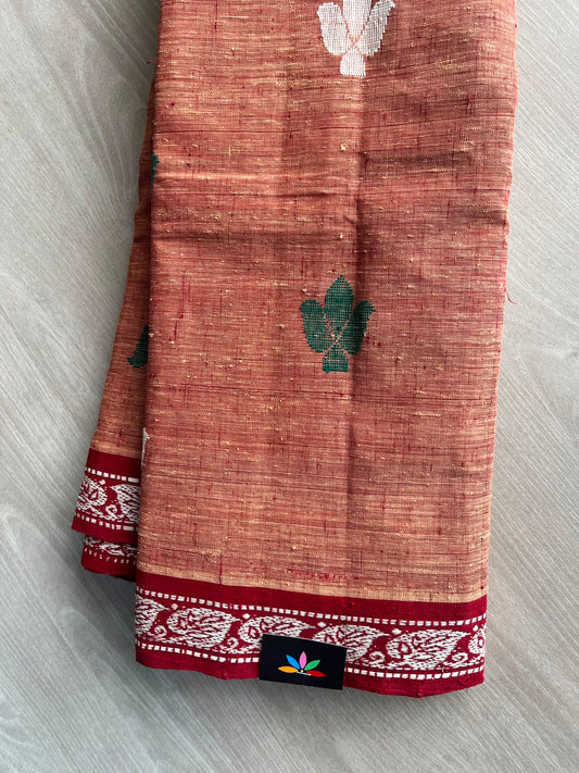 Handloom Kora Cotton Textured Saree - 33936