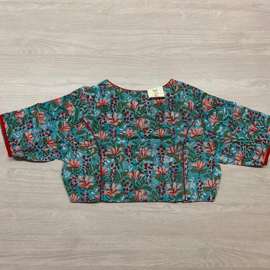 Size 40 - Readymade Handblock Printed Cotton Blouse -1614