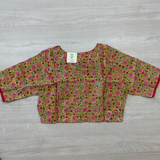 Size 36 - Readymade Handblock Printed Cotton Blouse -1618