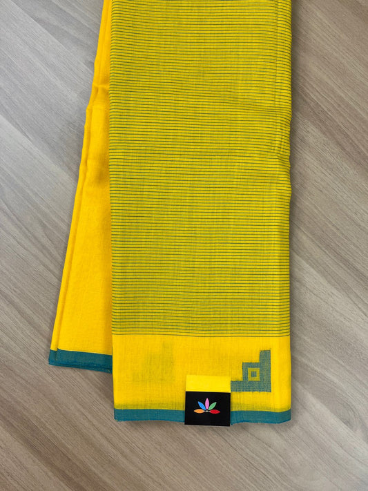 Yellow Handloom Jamdani Cotton Saree -14362