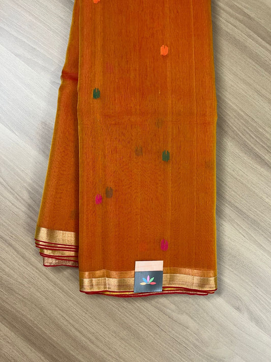 Handwoven Muslin Silk Jamdani Saree with Paithani Design Pallu -14365