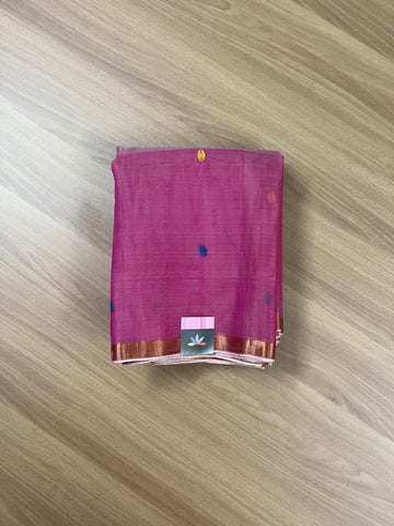 Handwoven Muslin Silk Jamdani Saree with Paithani Design Pallu -14366