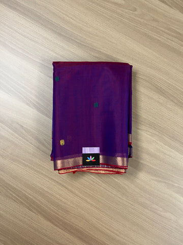 Handwoven Muslin Silk Jamdani Saree with Paithani Design Pallu -14367