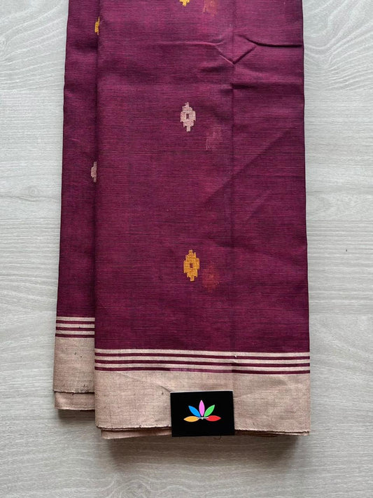 Handwoven Bengal Soft Cotton Jamdani Saree -12934