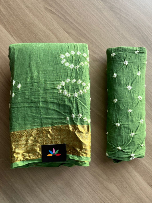 Resham Border Tie and Dye Bandhani Cotton Saree -19066