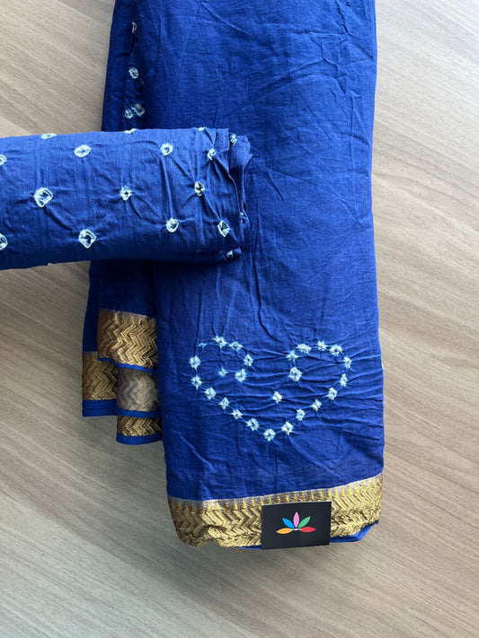 Resham Border Tie and Dye Bandhani Cotton Saree -19067