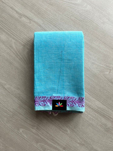 Sky Blue Bengal Soft Cotton Saree -11660