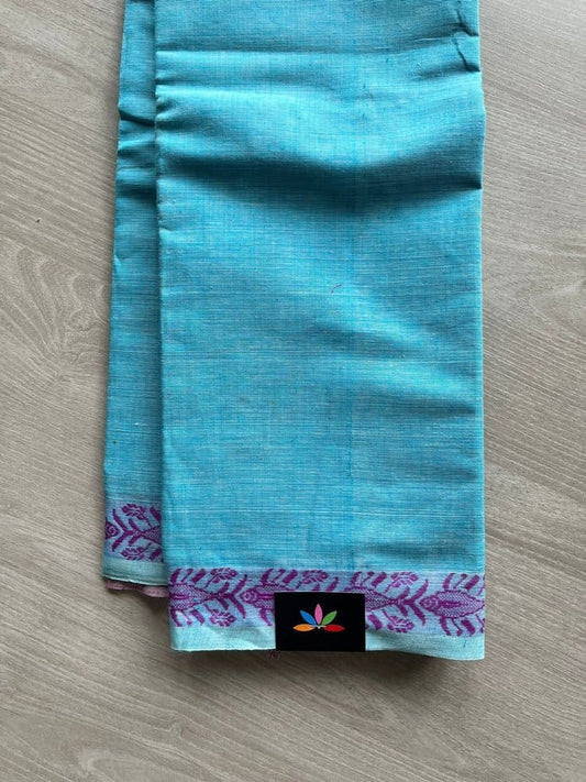 Sky Blue Bengal Soft Cotton Saree -11660