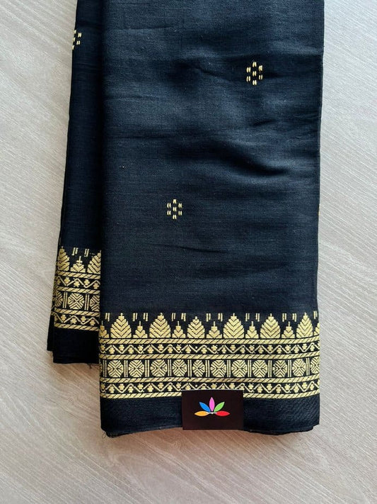 Black Soft Cotton Saree -11696