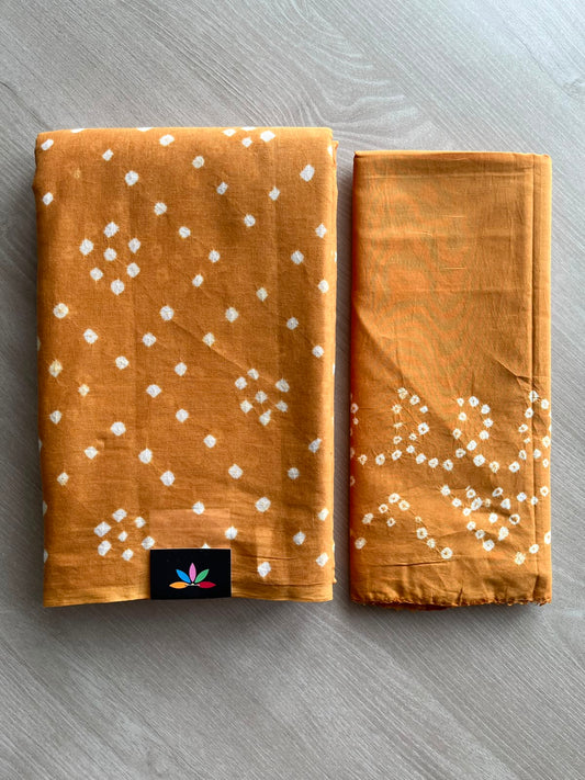 Tie and Dye Handcrafted Bandhani Cotton Saree - 34355