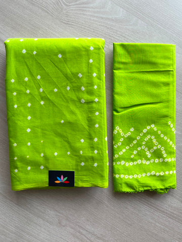 Tie and Dye Handcrafted Bandhani Cotton Saree - 34356