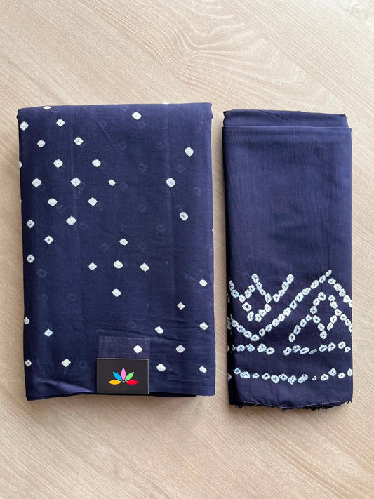 Tie and Dye Handcrafted Bandhani Cotton Saree - 34357