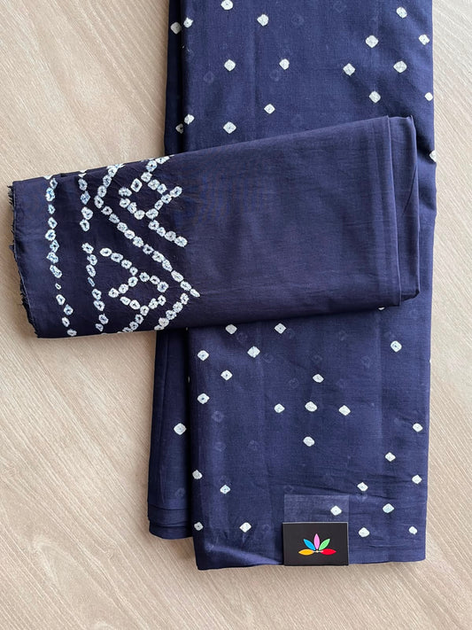 Tie and Dye Handcrafted Bandhani Cotton Saree - 34357