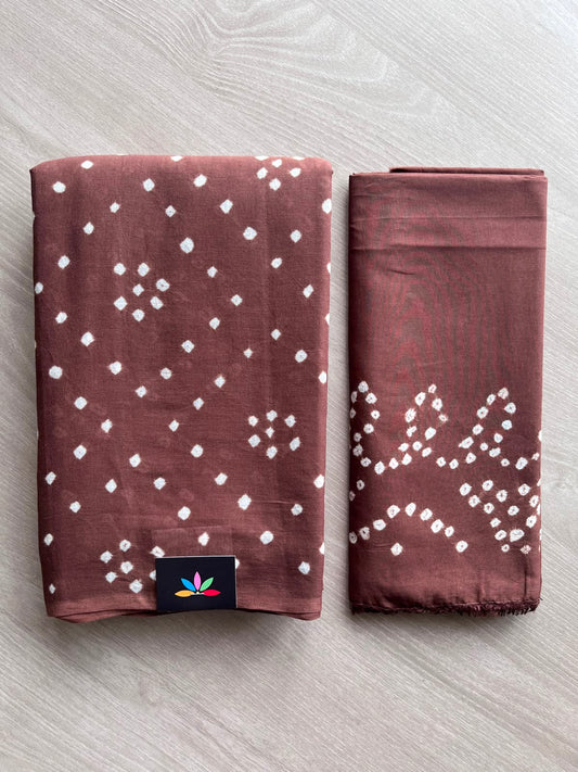 Tie and Dye Handcrafted Bandhani Cotton Saree - 34360