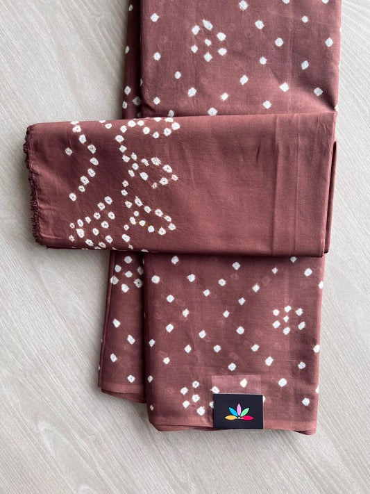 Tie and Dye Handcrafted Bandhani Cotton Saree - 34360