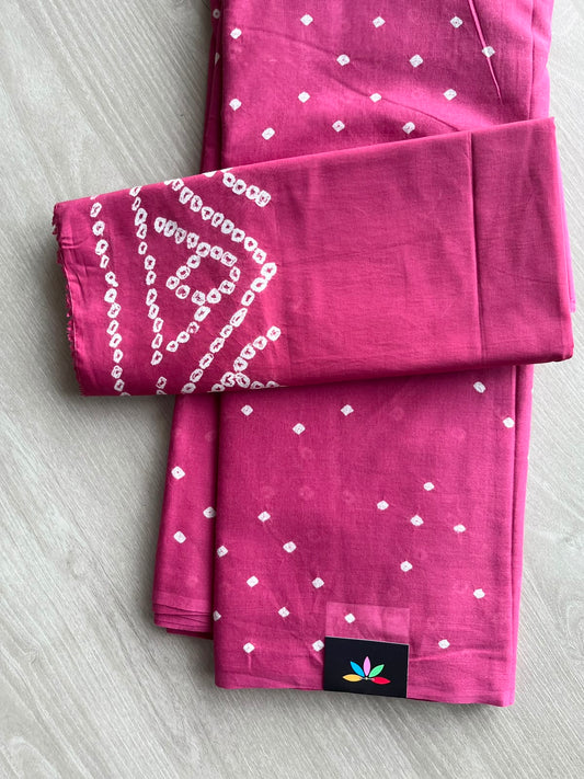 Tie and Dye Handcrafted Bandhani Cotton Saree - 34362