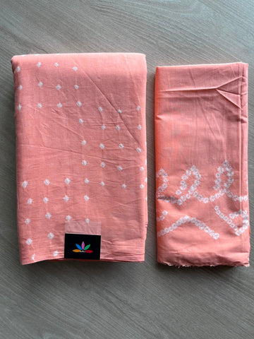 Tie and Dye Handcrafted Bandhani Cotton Saree - 34363
