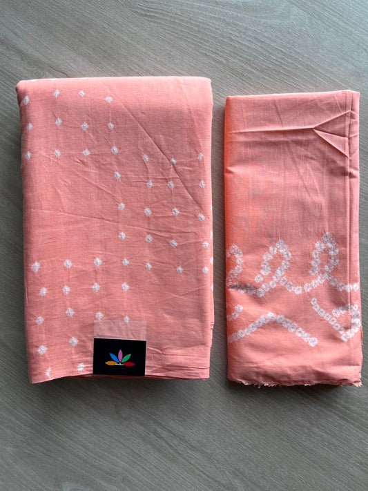 Tie and Dye Handcrafted Bandhani Cotton Saree - 34363