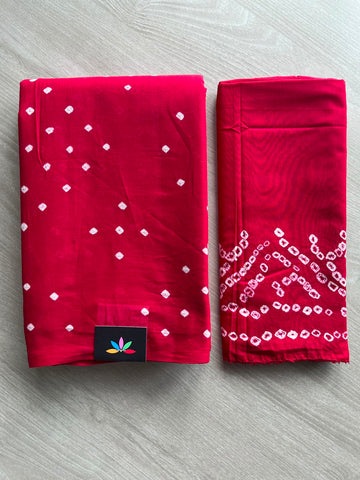 Tie and Dye Handcrafted Bandhani Cotton Saree - 34364