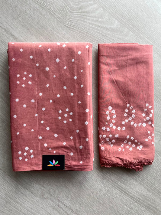 Tie and Dye Handcrafted Bandhani Cotton Saree - 34365