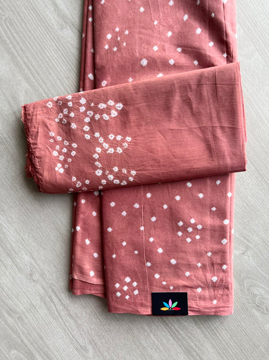 Tie and Dye Handcrafted Bandhani Cotton Saree - 34365