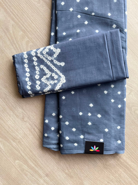 Tie and Dye Handcrafted Bandhani Cotton Saree - 34366