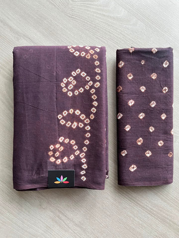 Tie and Dye Handcrafted Bandhani Cotton Saree - 34368