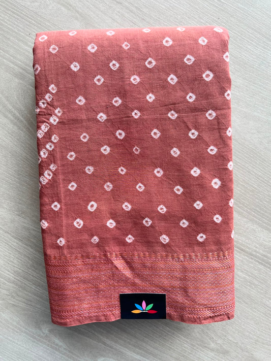 Woven Border Tie and Dye Handcrafted Bandhani Cotton Saree - 34369