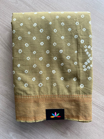 Woven Border Tie and Dye Handcrafted Bandhani Cotton Saree - 34370