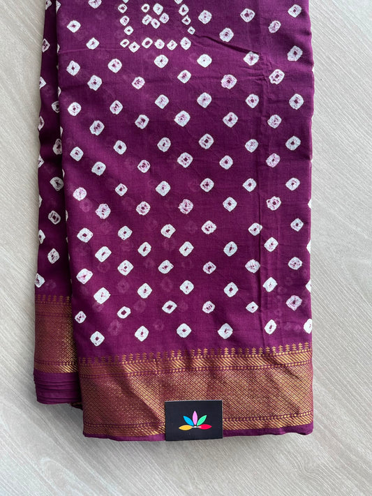 Woven Border Tie and Dye Handcrafted Bandhani Cotton Saree - 34371