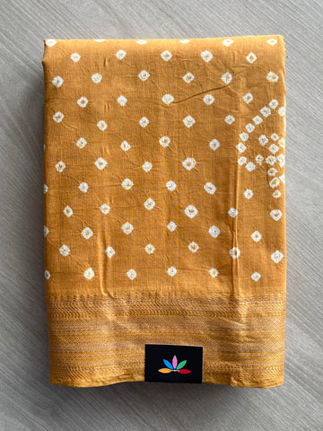 Woven Border Tie and Dye Handcrafted Bandhani Cotton Saree - 34372