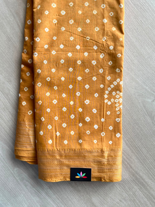 Woven Border Tie and Dye Handcrafted Bandhani Cotton Saree - 34372