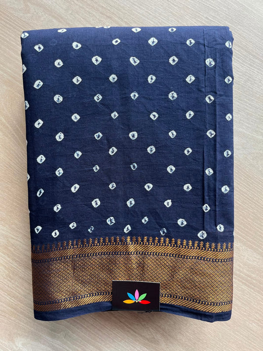 Woven Border Tie and Dye Handcrafted Bandhani Cotton Saree - 34374