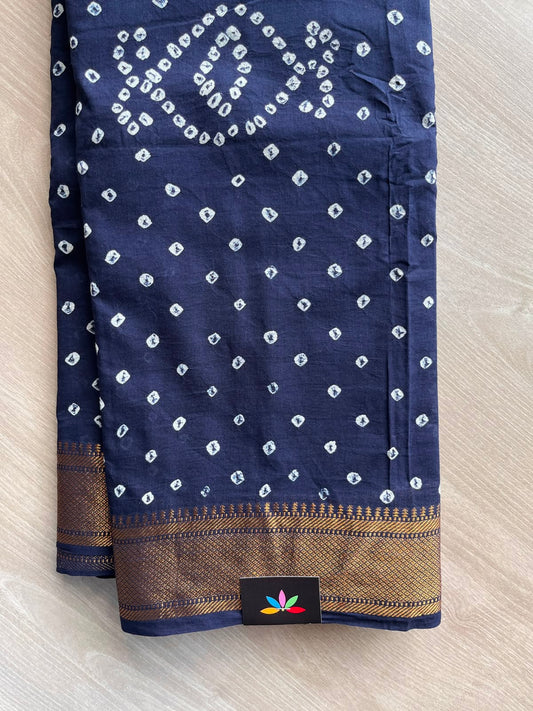 Woven Border Tie and Dye Handcrafted Bandhani Cotton Saree - 34374