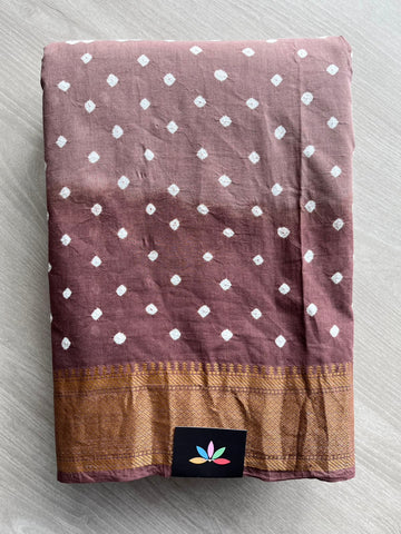 Woven Border Tie and Dye Handcrafted Bandhani Cotton Saree - 34376
