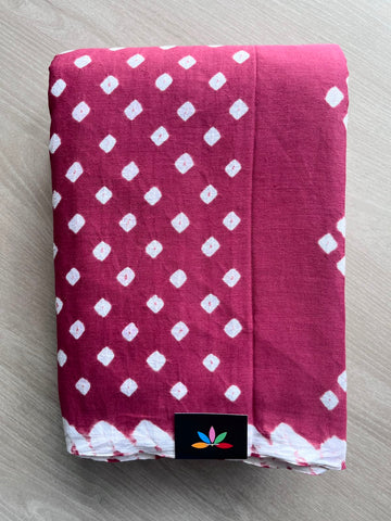 Tie and Dye Handcrafted  Bandhani Cotton Saree - 34379
