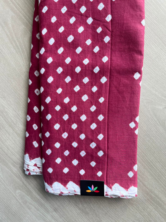 Tie and Dye Handcrafted  Bandhani Cotton Saree - 34379