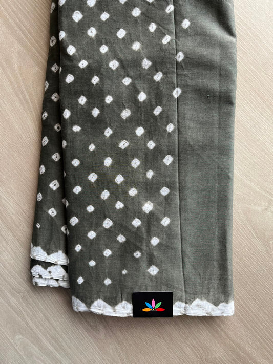 Tie and Dye Handcrafted  Bandhani Cotton Saree - 34381
