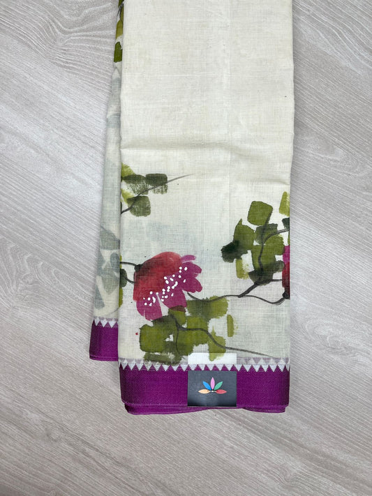 Hand painted Bengal Cotton Saree-23684