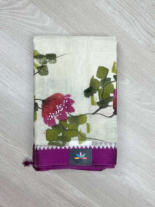 Hand painted Bengal Cotton Saree-23684