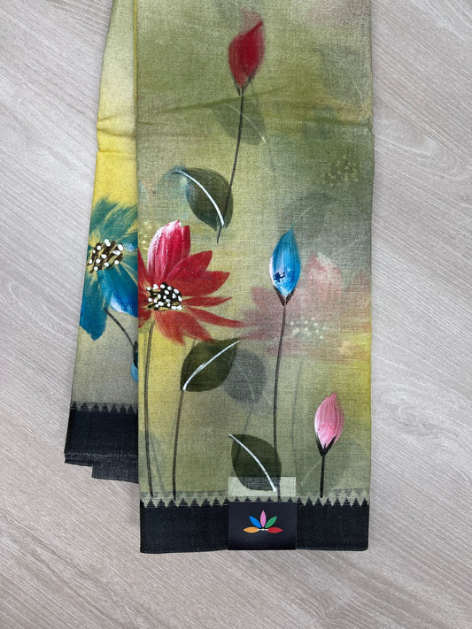 Hand painted Bengal Cotton Saree-23686