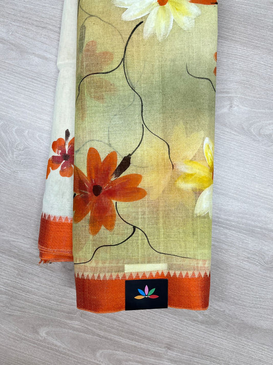 Hand painted Bengal Cotton Saree-23695